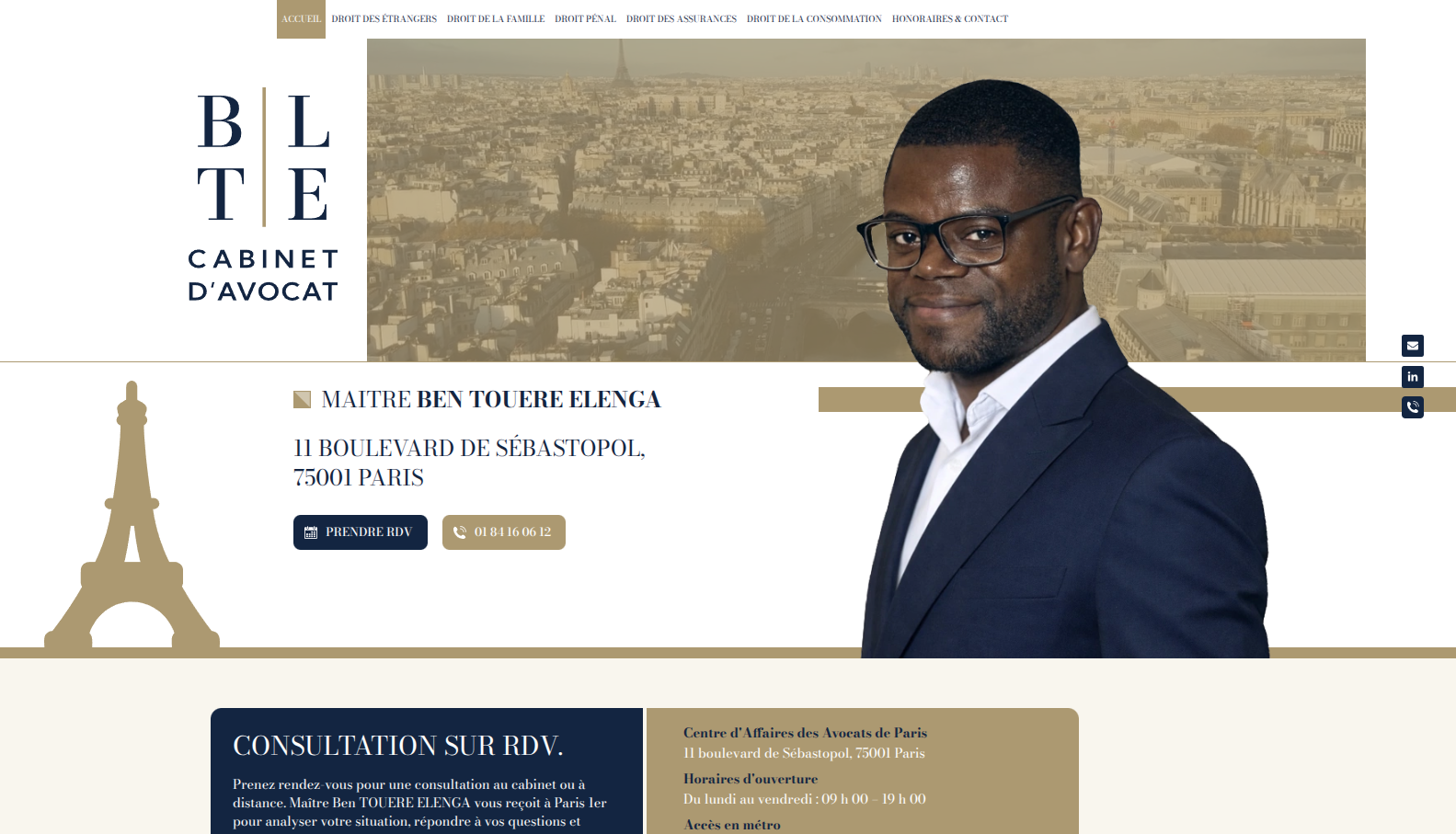 Site web réalisé par OBOXIA pour Maître Ben Touéré